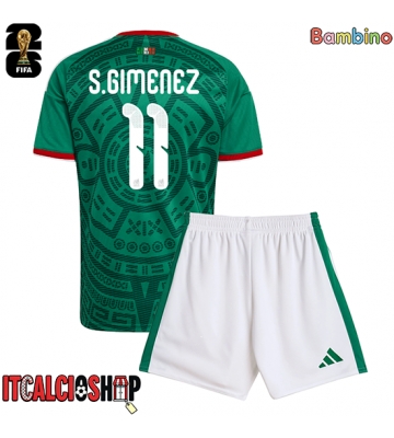 Messico Santiago Gimenez #11 Prima Maglia Bambino Mondiali 2026 Manica Corta (+ Pantaloni corti)